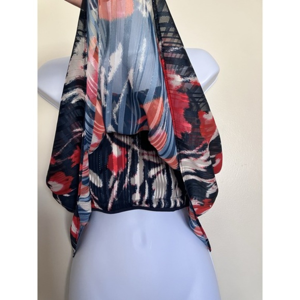 Pearl by Lela Rose Strapless Pleated Chiffon Strapless Top Floral Y2K Size 4 - Picture 5 of 8